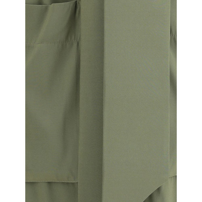 Green Silk Casual Dress