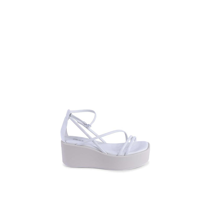 White Leather Platform Sandals