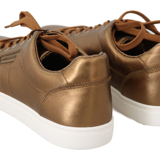 Golden Metallic Leather Sneakers