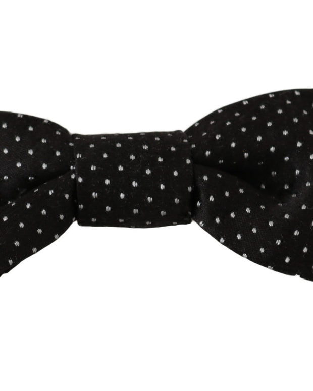 Black Polka Dots Silk Adjustable Neck Papillon Men Bow Tie