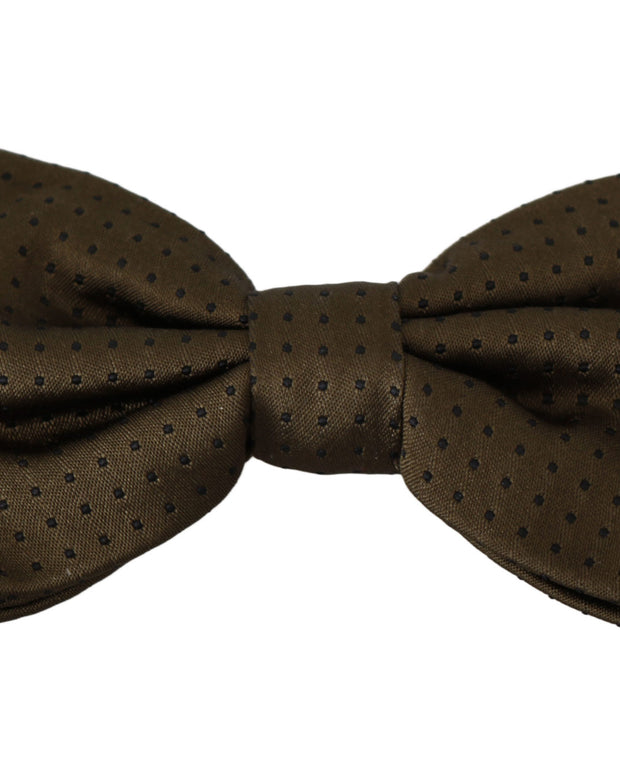 Brown Polka Dots Silk Adjustable Neck Papillon Men Bow Tie