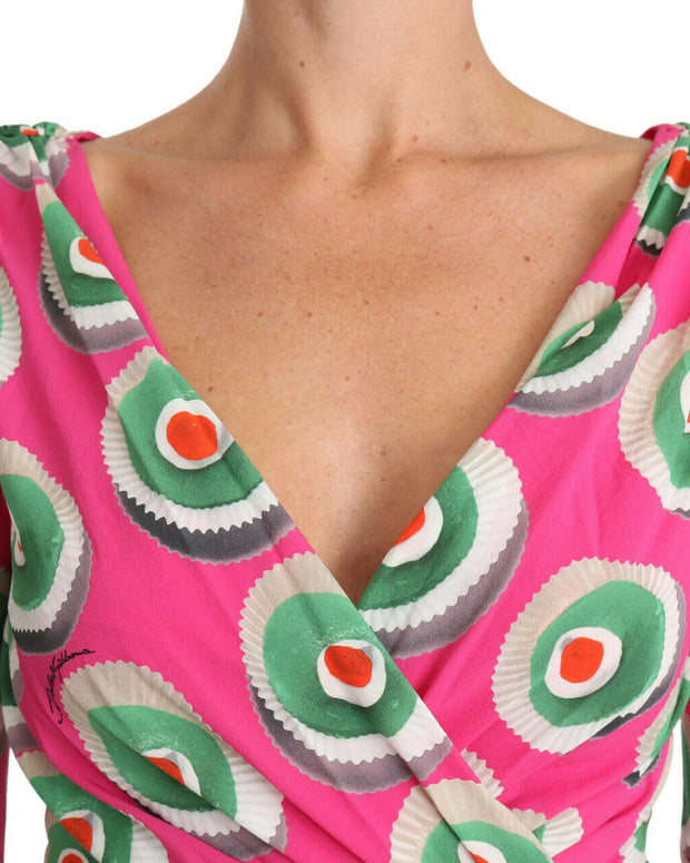 Pink Silk Cup Cake Sheath Stretch  Dress