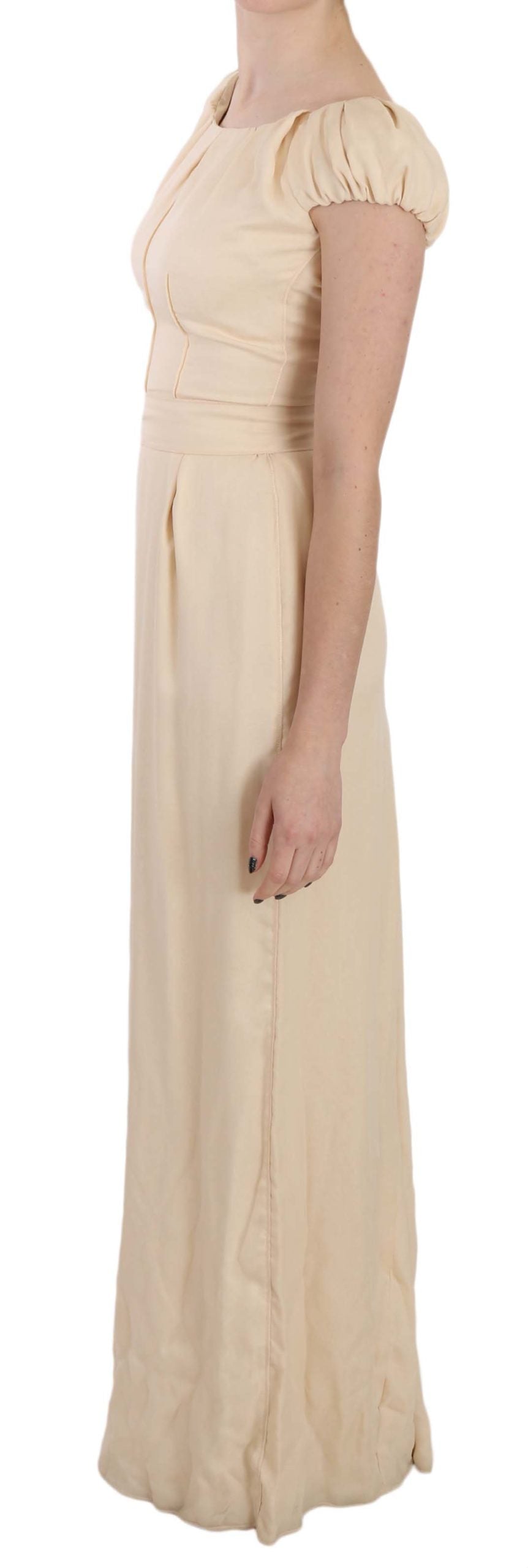 Silk Column Garterized Sleeve Gown