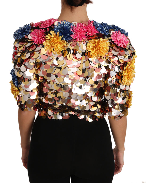 Crystal Sequined Floral Jacket Coat