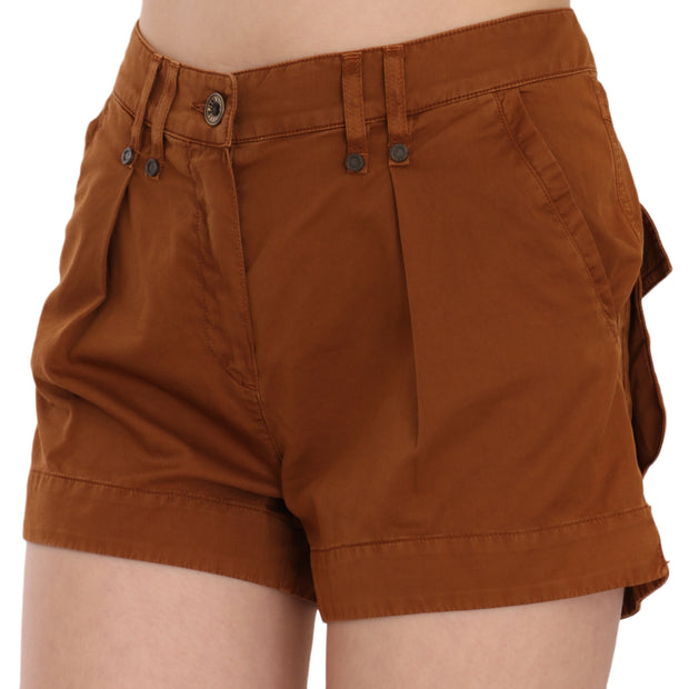 Chic Brown Mid Waist Mini Shorts