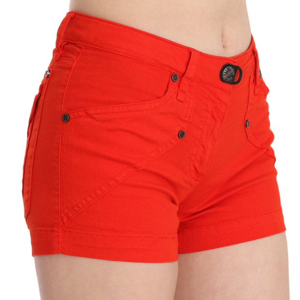 Chic Mid Waist Mini Shorts in Vibrant Orange