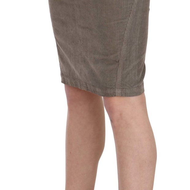 Chic Gray Pencil Skirt with Logo Details