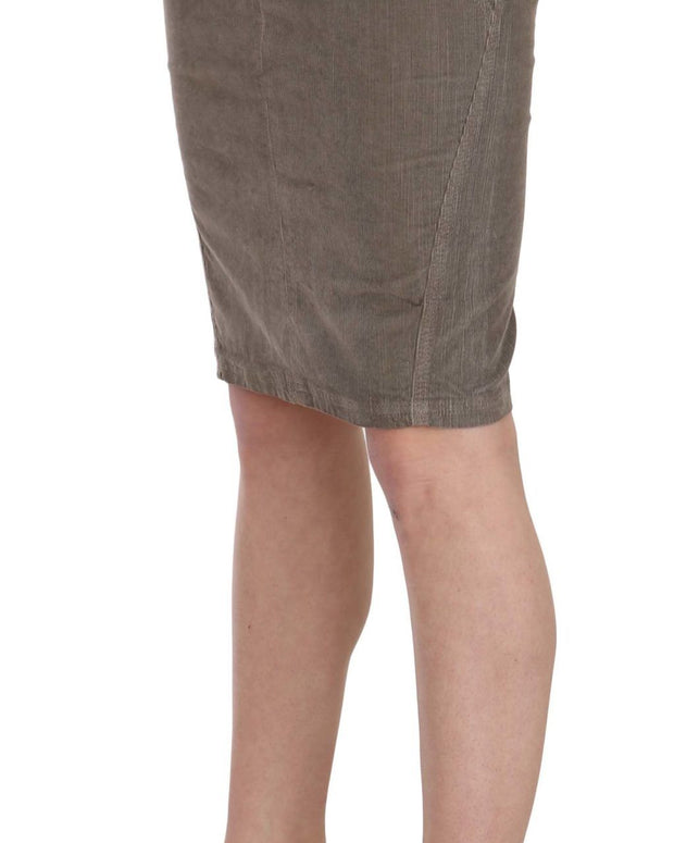 Gray Corduroy Pencil Straight A-Line Skirt