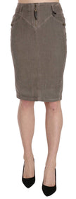 Gray Corduroy Pencil Straight A-Line Skirt