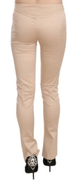 Cream Low Waist Skinny Formal Trousers Pants