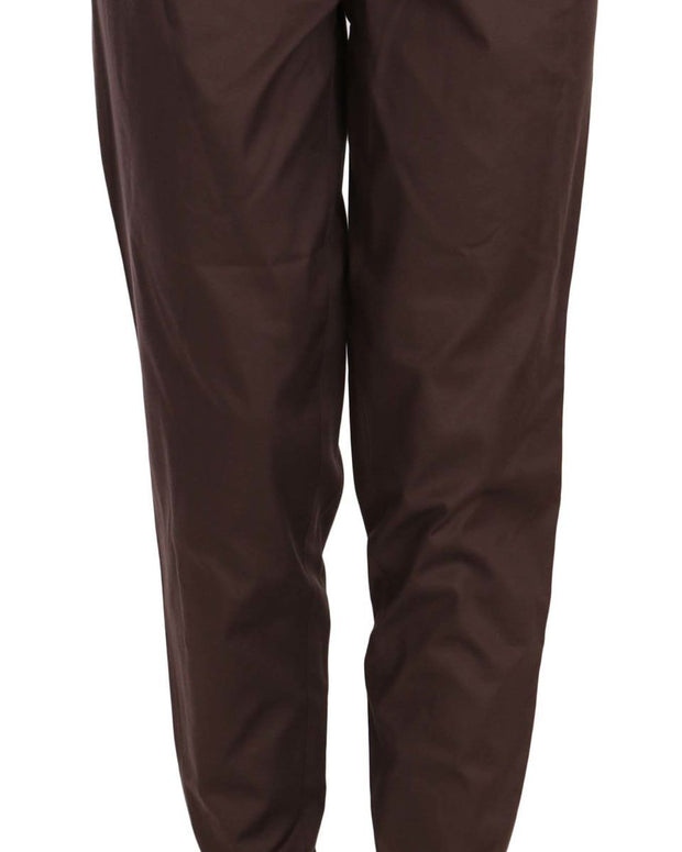 Brown High Waist Tapered Formal Trousers Pants