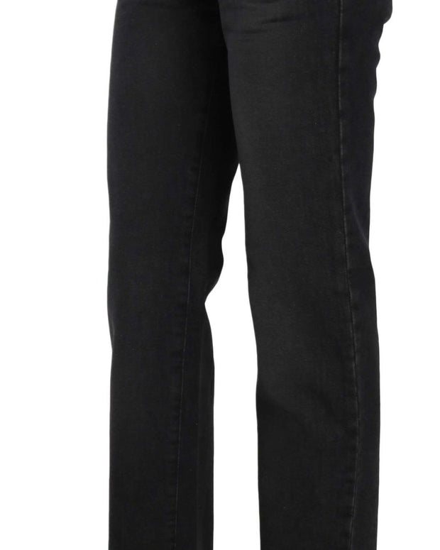 Black Washed High Waist Straight Denim Pants Jeans