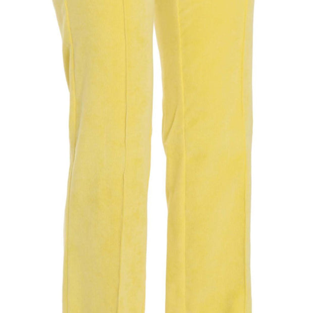 Chic Yellow Corduroy Mid Waist Pants