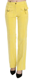 Chic Yellow Corduroy Mid Waist Pants