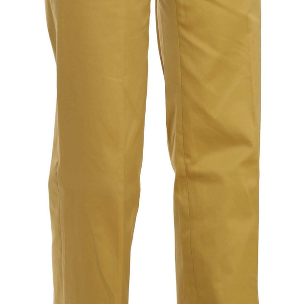 Mustard Mid Waist Tailored Cotton Pants