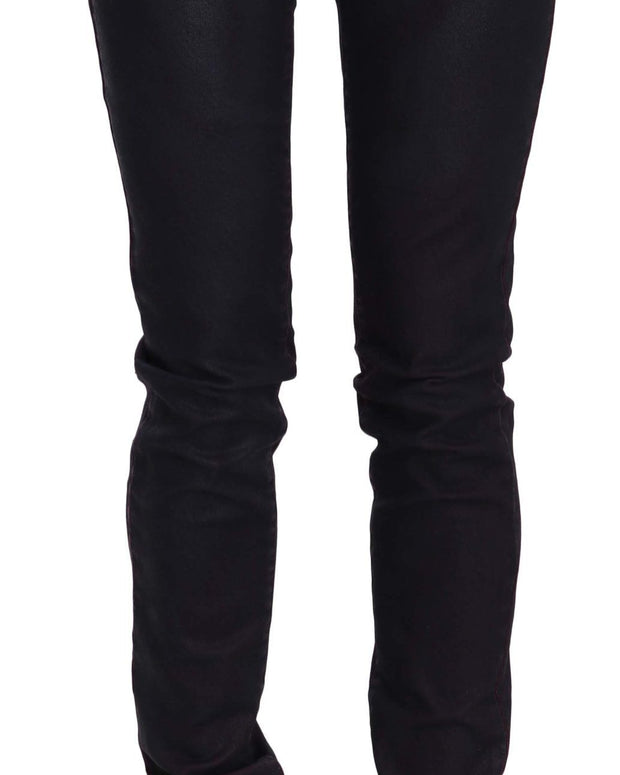 Black Cotton Low Waist Skinny Denim Pants