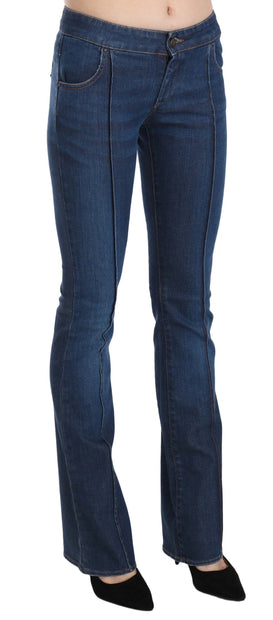 Chic Blue Washed Boot Cut Denim Pants