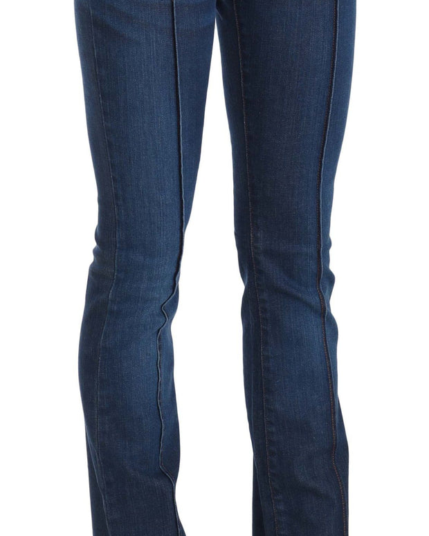 Blue Low Waist Boot Cut Denim Pants Jeans