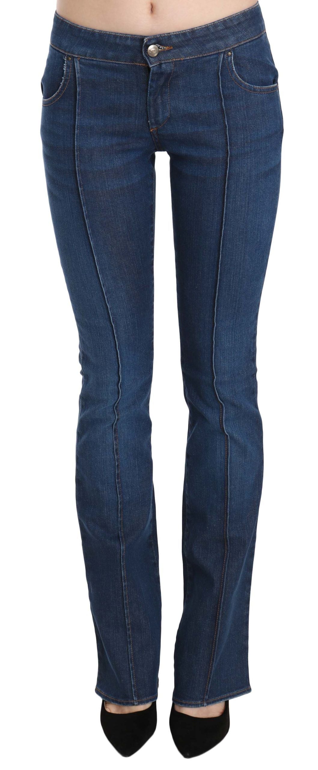 Chic Blue Washed Boot Cut Denim Pants