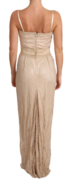 Elegant Beige Sheath Floor-Length Dress