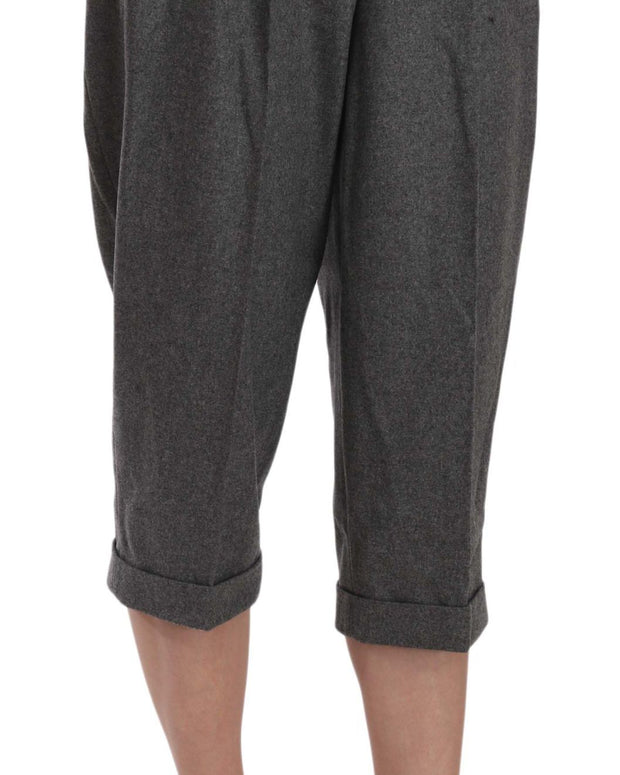 Wool Cropped Trouser Pleated Pant