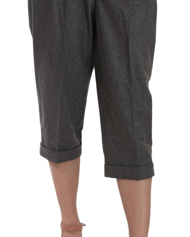 Wool Cropped Trouser Pleated Pant