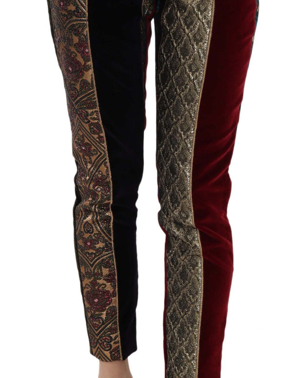 Multicolor Jacquard Cropped Tapered Pants