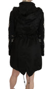 Elegant Black Beaded Parka Jacket for Women