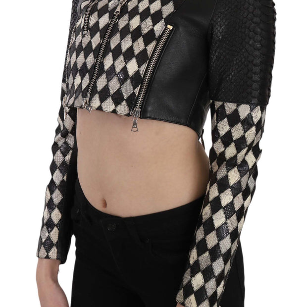 Chic Biker-Inspired Cropped Leather Jacket