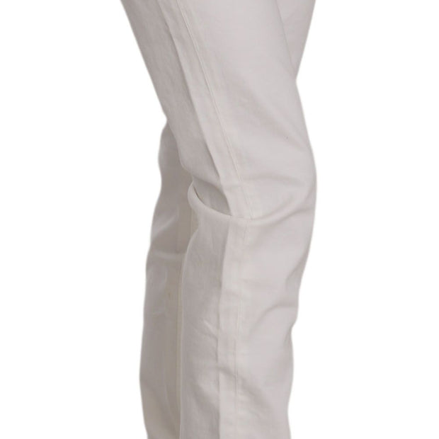 Chic White Skinny Cotton Blend Pants