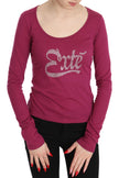 Elegant Pink Crystal Embellished Long Sleeve Top