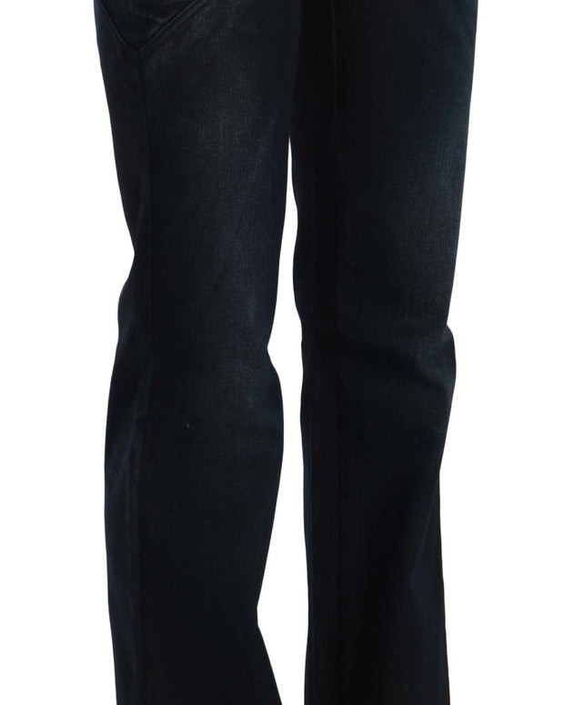 Blue Washed Mid Waist Straight Denim Pants