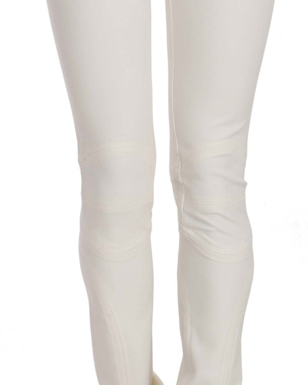White Mid Waist Skinny Dress Trousers Pants