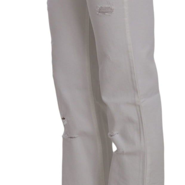 Chic White Slim Fit Cotton Jeans