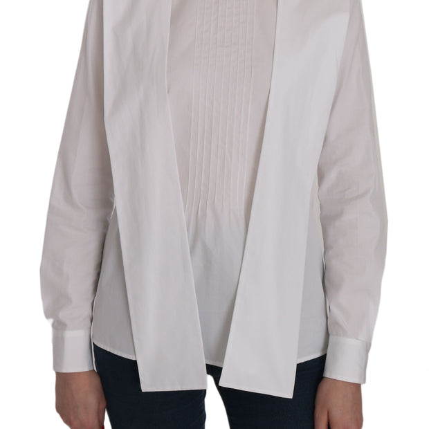 Elegant White Cotton Crew Neck Top