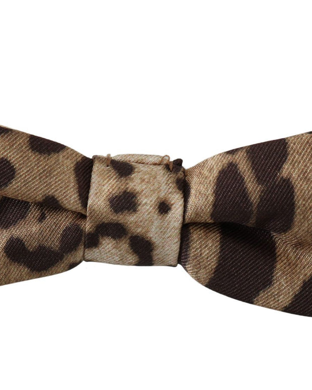 Brown Leopard Silk Adjustable Neck Papillon Men Bow Tie