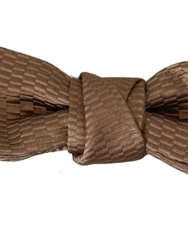 Men Brown Gold Adjustable Neck Papillon Bow Tie