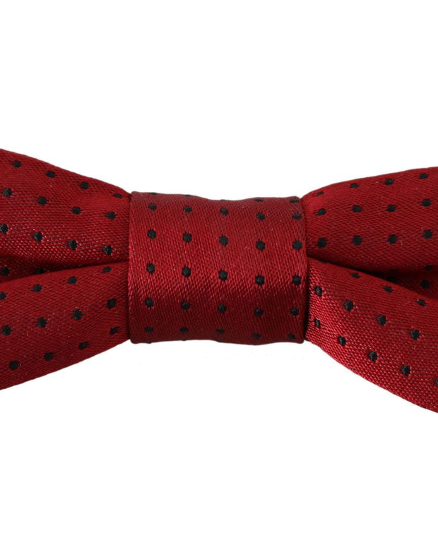 Red Dotted Silk Adjustable Neck Papillon Bow Tie