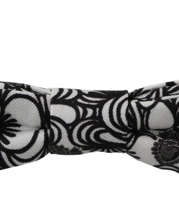 White Pattern Silk Adjustable Neck Papillon Tie