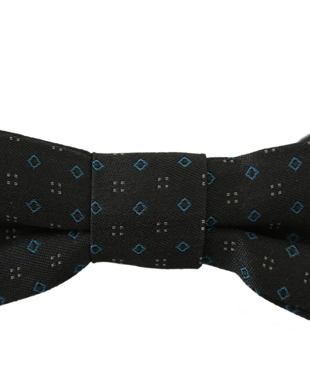 Men Gray Pattern Silk Adjustable Neck Papillon Bow Tie