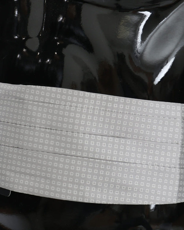 Gray Patterned Waist Belt Silk Cummerbund