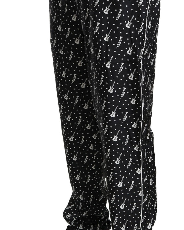 Silk Black Musical Instrument Trouser Pants