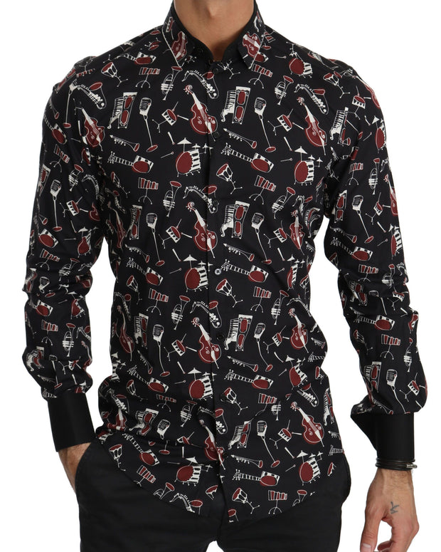 Black Musical Instrument Slim fit Shirt