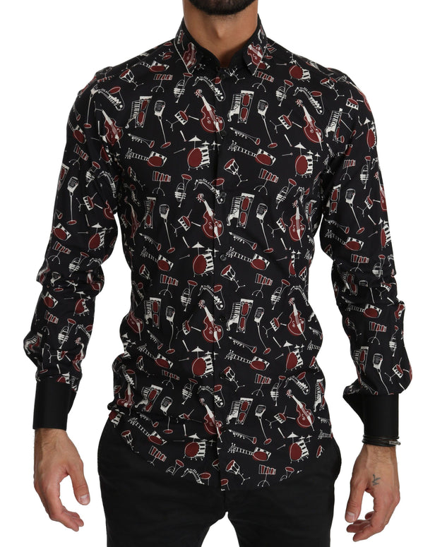 Black Musical Instrument Slim fit Shirt