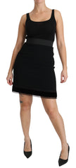 Black A-line High Waist Mini Viscose Skirt