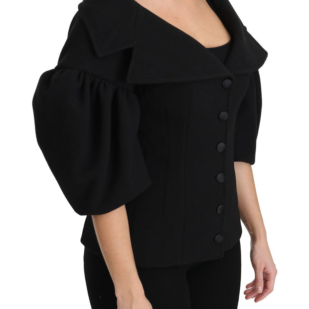 Elegant Black Virgin Wool Coat