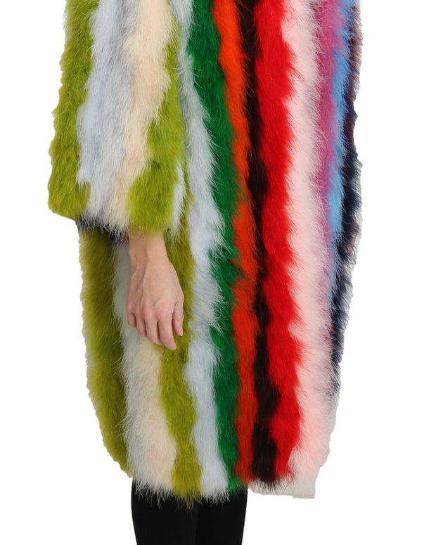 Multicolor Turkey Feather Cape Fur Coat