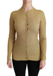 Gold Long Sleeve Cardigan Viscose Sweater
