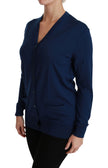 Blue Button Cardigan Virgin Wool Sweater