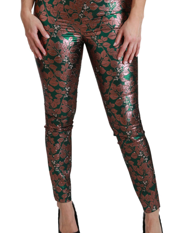 Green Bronze Leaf Tights Skinny Pants